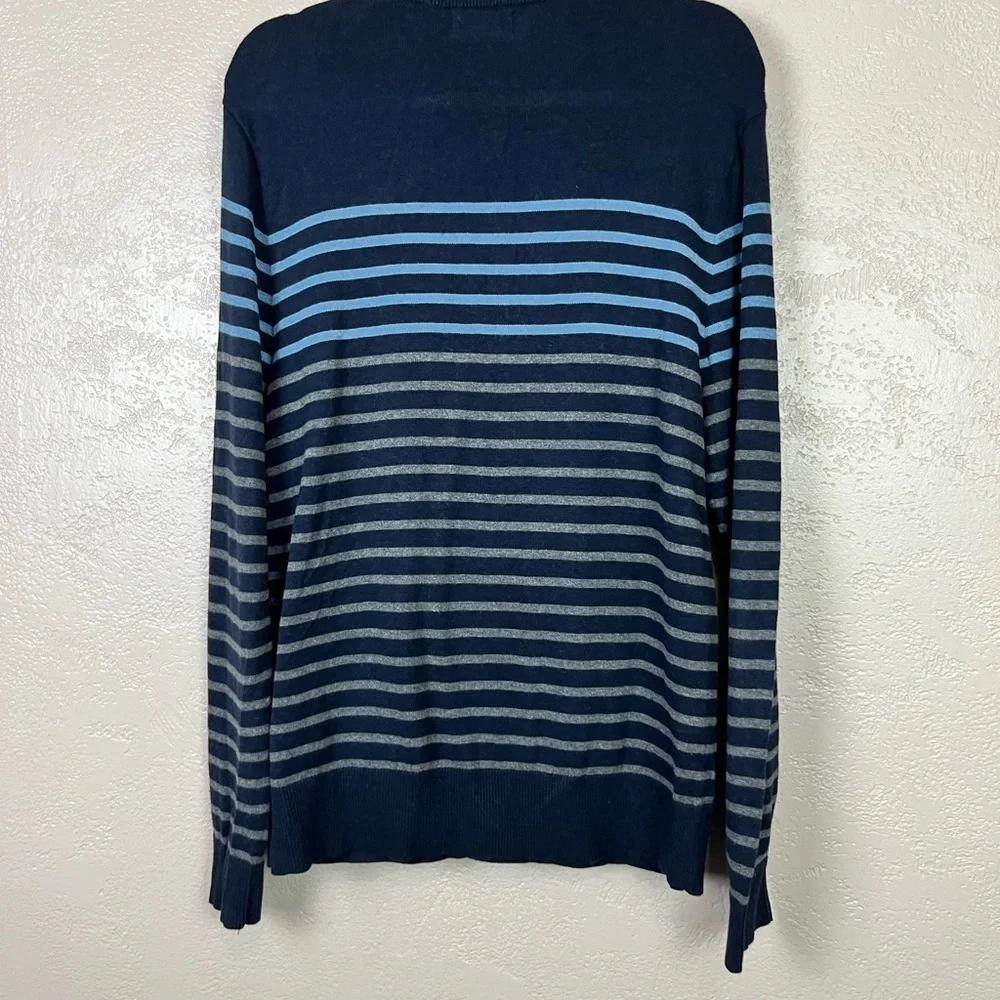 5 for $30 Banana Republic Sz M‎  Striped 1/4 Zip Mock Neck Pullover Sweater Blue